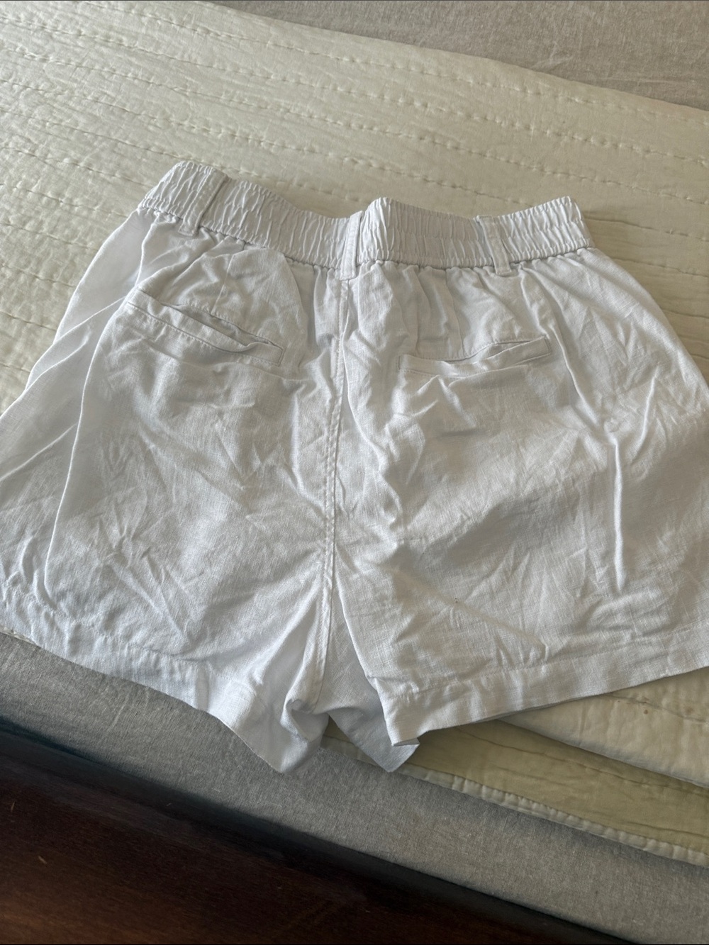 Madewell White High-Rise Linen Blend Pleated Shorts - Picture 5 of 7